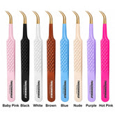Curved Tweezers Lash Isolation Gold Fiber Tip Manufacturer by TWEEZER WORLD