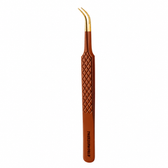 Curved Tweezers Lash Isolation Gold Fiber Tip Manufacturer by TWEEZER WORLD