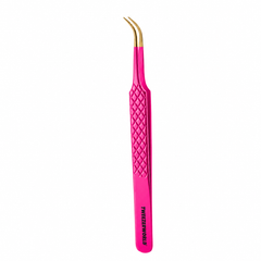 Curved Tweezers Lash Isolation Gold Fiber Tip Manufacturer by TWEEZER WORLD