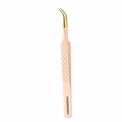 Curved Tweezers Lash Isolation Gold Fiber Tip Manufacturer by TWEEZER WORLD
