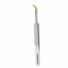 Curved Tweezers Lash Isolation Gold Fiber Tip Manufacturer by TWEEZER WORLD