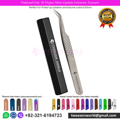 4pcs Diamond Grip Silver Eyelash Extension Tweezers Set
