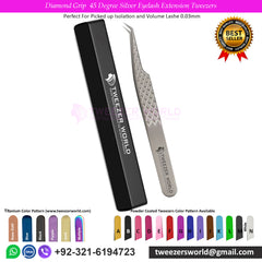 4pcs Diamond Grip Silver Eyelash Extension Tweezers Set
