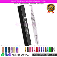 4pcs Diamond Grip Silver Eyelash Extension Tweezers Set