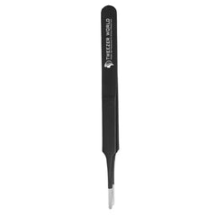 Black Straight Rounded Tip Tweezers Safe Nipper Hand Maintenance Tool