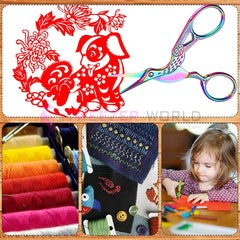 Amazon Hot Selling 10 pcs Embroidery Scissors Rainbow Crane Scissors