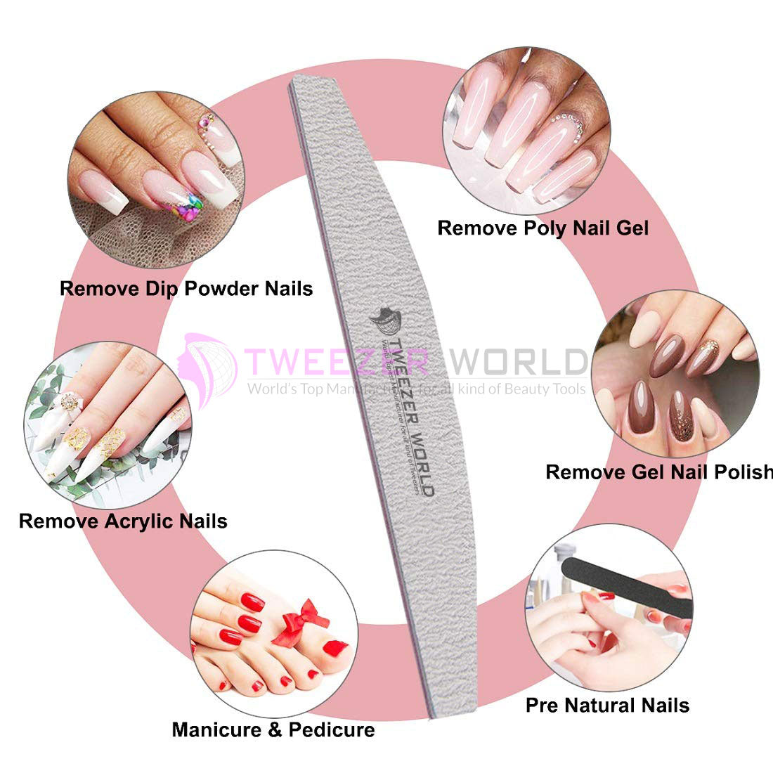 Nail Files Heavy Duty 100/180 Grit 10pcs | TWEEZER WORLD