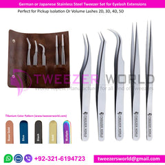 5pcs Professional Stainless Steel Tweezer Set for Eyelash Extensions