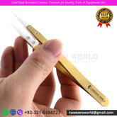 Gold Heat Resistant Ceramic Tweezers for Jewelry Tools & Equipment Use