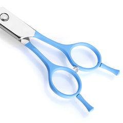 Professional curved blade blue handle pet grooming scissors hair cutting