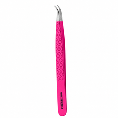 Curved Eyelash Tweezers Color and Silver Fiber Tip | TWEEZER WORLD®