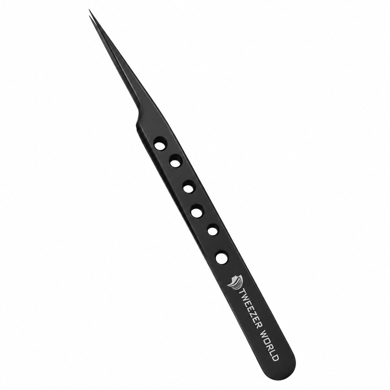 Japanese Stainless-Steel Straight Lash Isolation Tweezers with Holes - Black | TWEEZER WORLD®