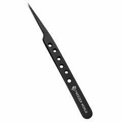Japanese Stainless-Steel Straight Lash Isolation Tweezers with Holes - Black | TWEEZER WORLD®
