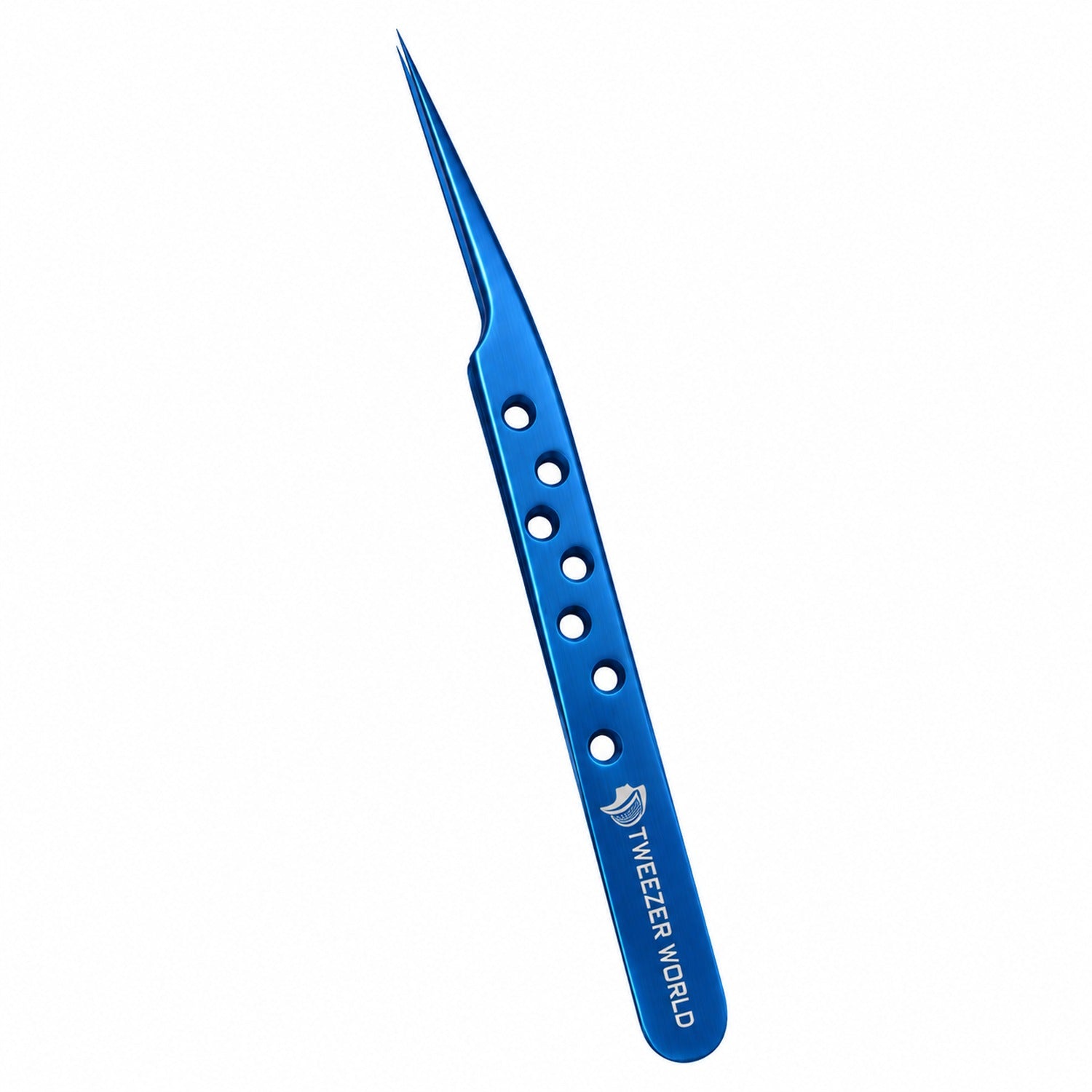 Japanese Stainless-Steel Straight Lash Isolation Tweezers with Holes - Blue | TWEEZER WORLD®