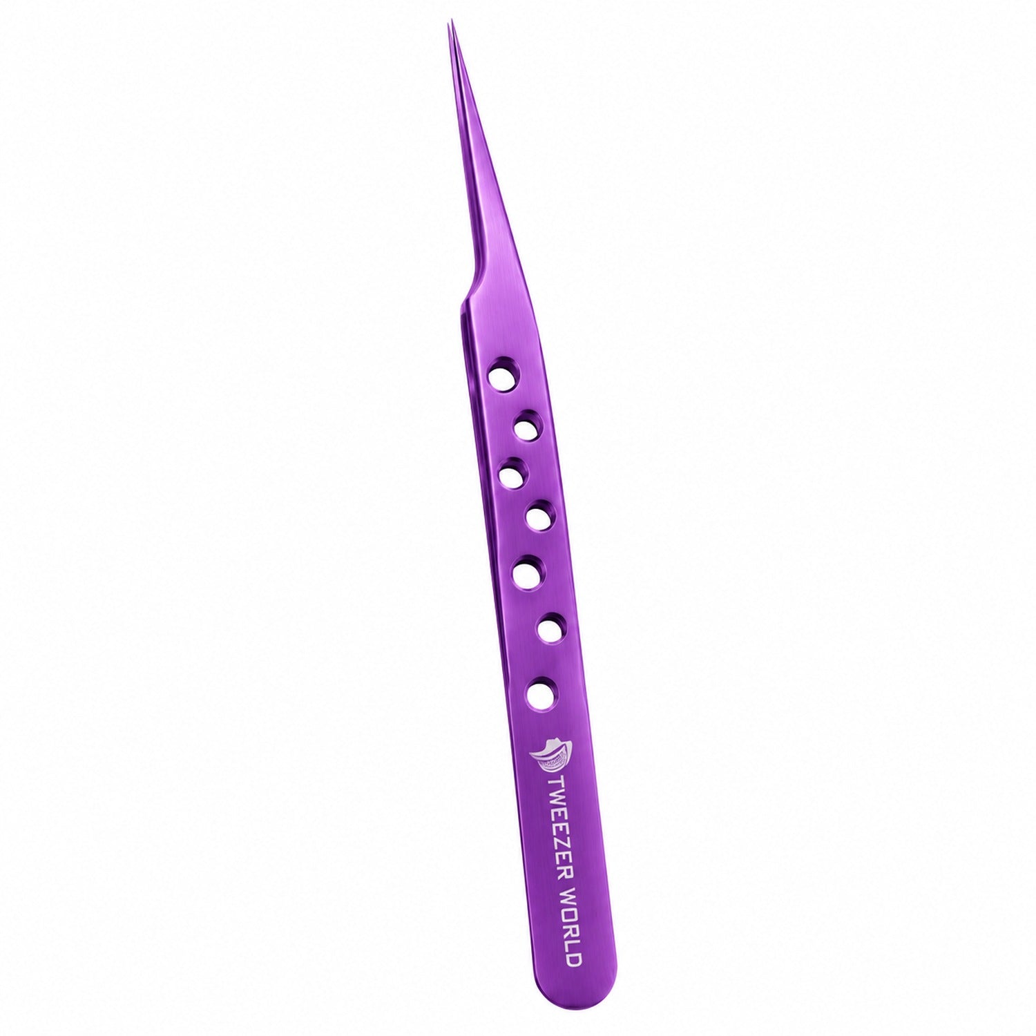 Japanese Stainless-Steel Straight Lash Isolation Tweezers with Holes - Purple | TWEEZER WORLD®