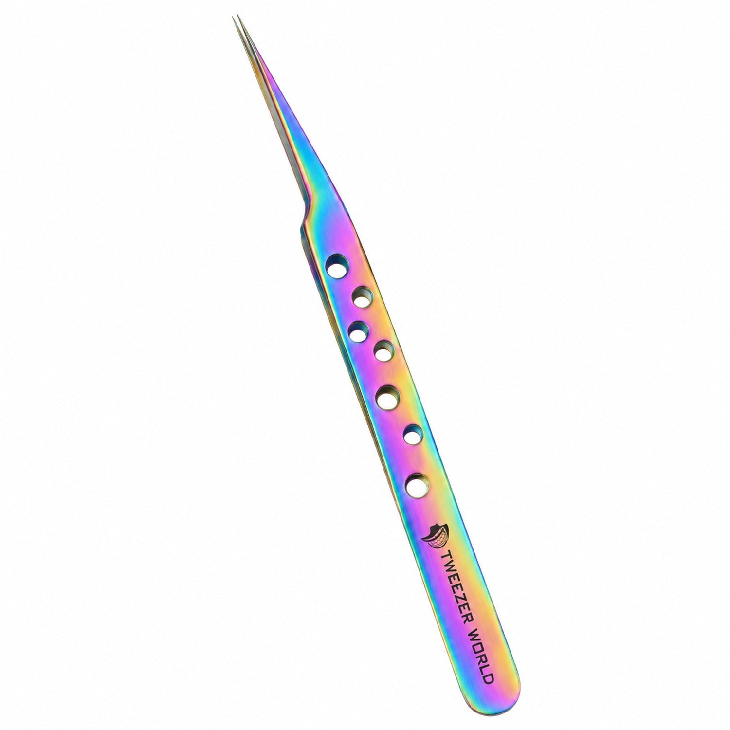 Japanese Stainless-Steel Straight Lash Isolation Tweezers with Holes - Rainbow | TWEEZER WORLD®