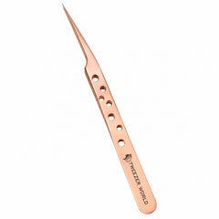Japanese Stainless-Steel Straight Lash Isolation Tweezers with Holes - Rose Gold | TWEEZER WORLD®