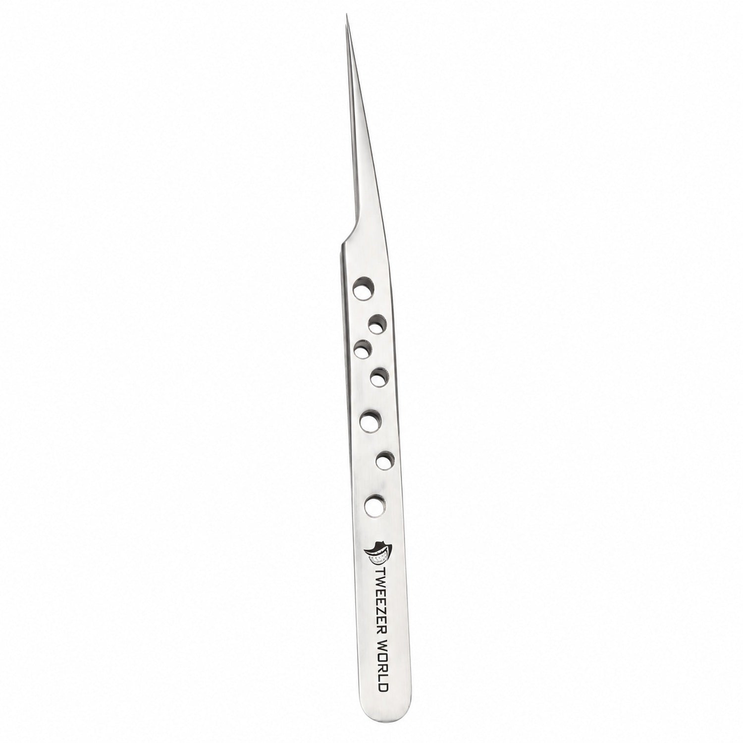 Japanese Stainless-Steel Straight Lash Isolation Tweezers with Holes - Silver | TWEEZER WORLD®