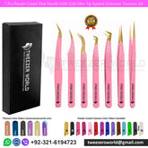 Lash Tweezers Near Me Pink Handle Gold Tip, TWEEZER WORLD