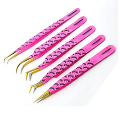 5pcs Best Eyelash Extension Tweezers Set - TWEEZER WORLD