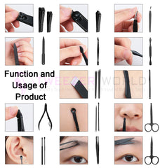 Best Manicure Set 18 in 1 Pedicure Kit with Black Leather Travel Case