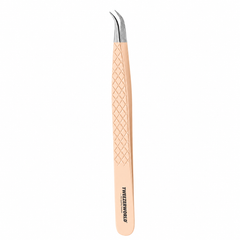 Curved Eyelash Tweezers Color and Silver Fiber Tip | TWEEZER WORLD®