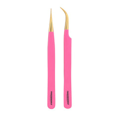Pink Eyelash Extension Tweezers Set - TWEEZER WORLD