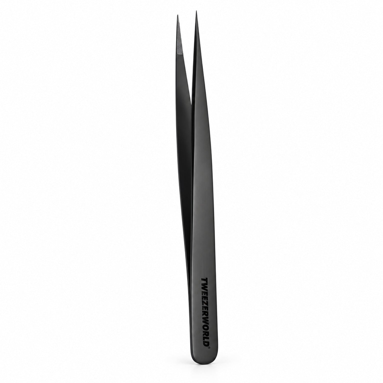 Professional Super-Straight Needle-Tip Isolation Lash Tweezers - Black | TWEEZER WORLD®