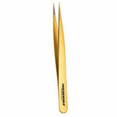 Professional Super-Straight Needle-Tip Isolation Lash Tweezers - Gold | TWEEZER WORLD®