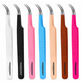 Curved Lash Tweezers Color Handle and Silver Tip | TWEEZER WORLD®