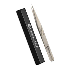 2pcs Dumount Straight Isolation Silver Eyelash Extension Tweezers Set