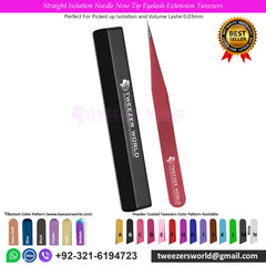 2pcs Straight Isolation Silver Tip Eyelash Extension Tweezers Set