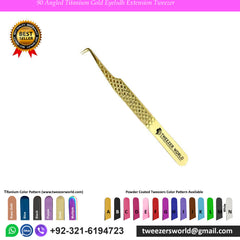 90 Angled Titanium Gold Eyelash Extension Tweezer