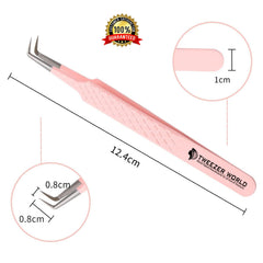 90 Degree Tweezers Powder Coated Pink For Eyelash Extension