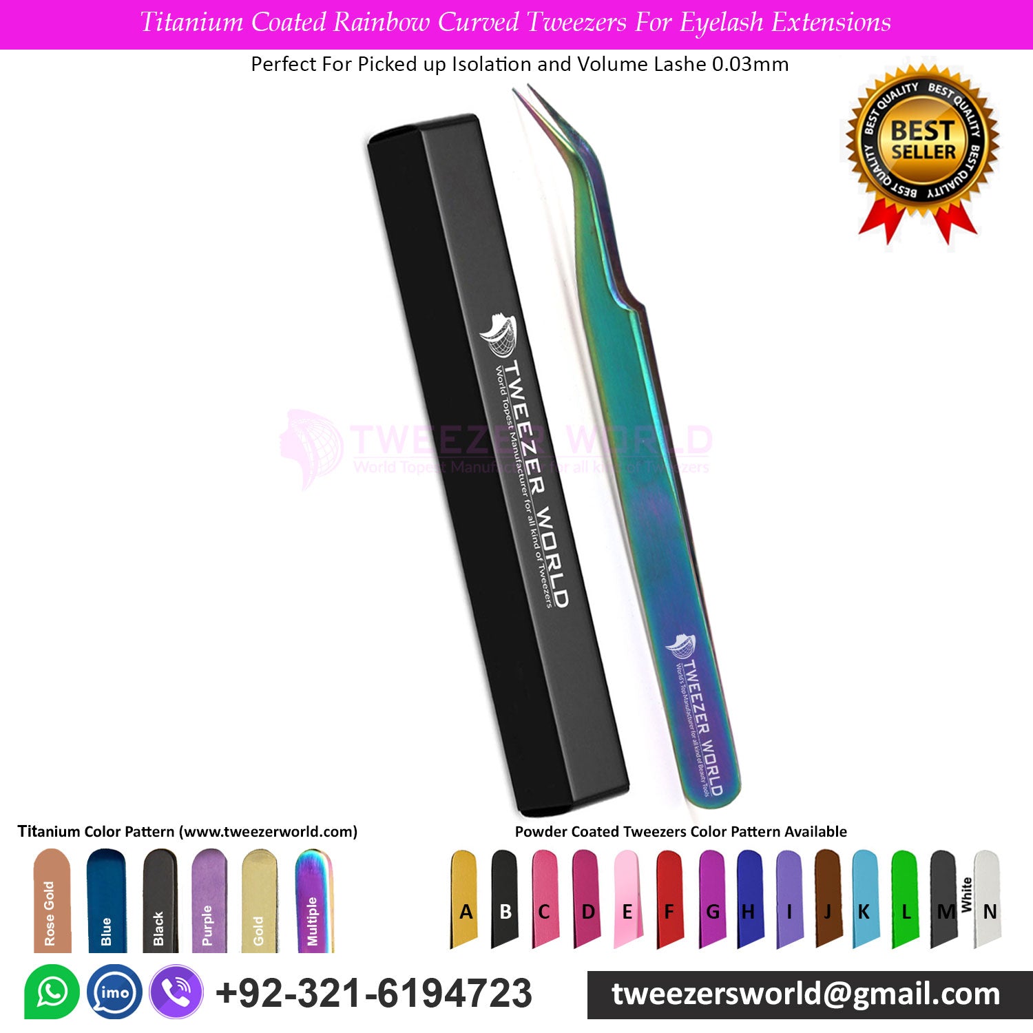 Fine Bent Nose Rainbow Tweezers
