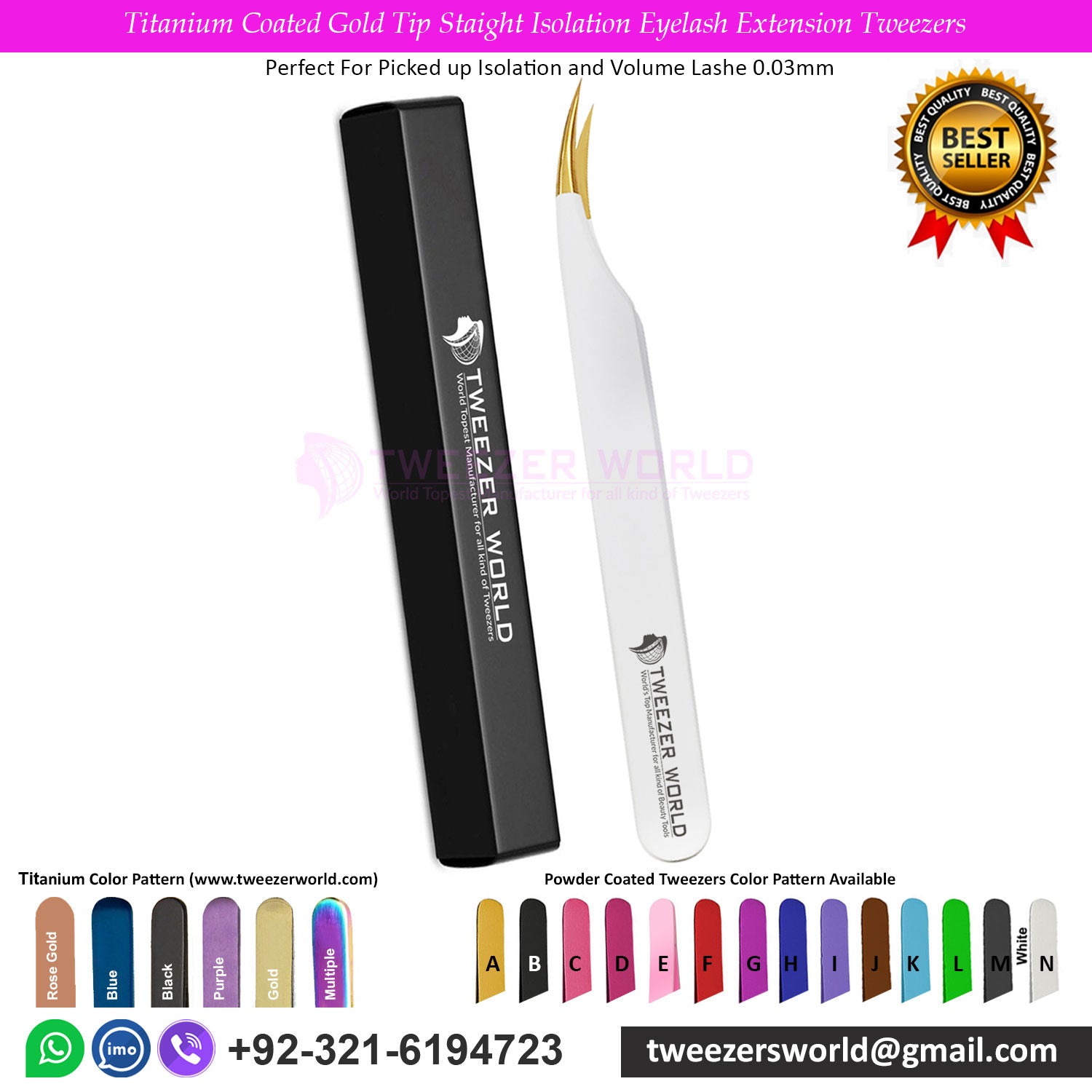 Titanium Coated Gold Tip Curved Isolation Eyelash Extension Tweezers Store TWEEZER WORLD