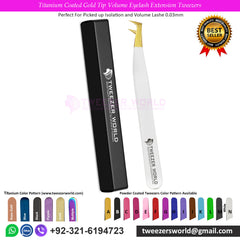 Titanium Coated Gold Tip Volume Isolation Eyelash Extension Tweezers Store TWEEZER WORLD