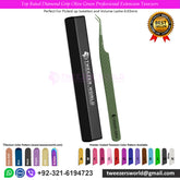 Top Rated Diamond Grip Olive Green Professional Extension Tweezers