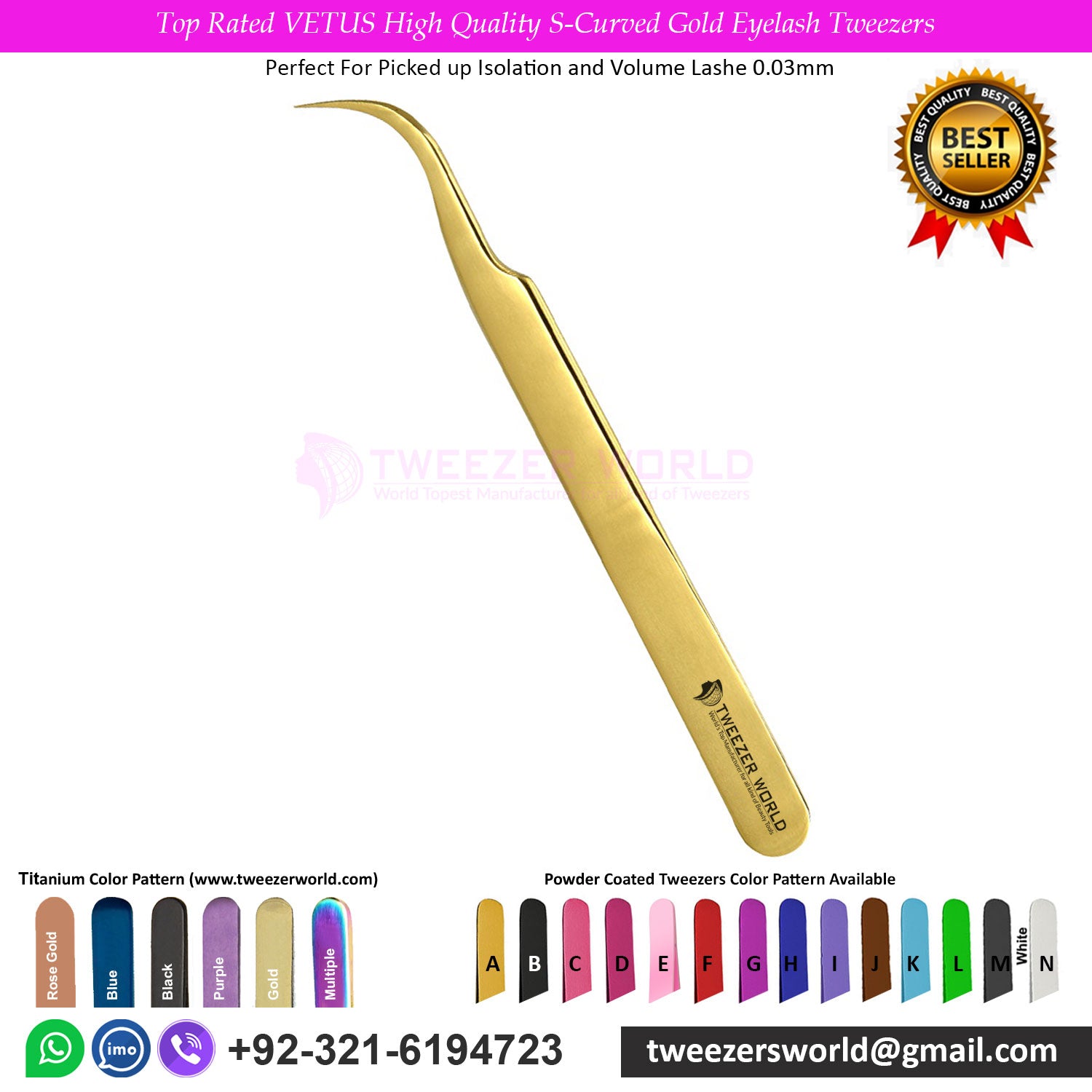 Fine tip Curved Lash Tweezers