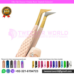 Tweezers eyelash Nude Gold Fiber Tip Set TWEEZER WORLD