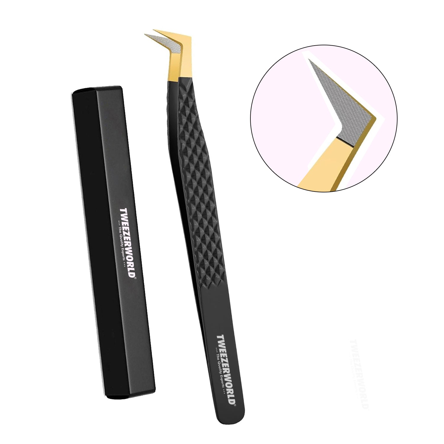 Volume Lash Tweezers Gold Black TWEEZER WORLD