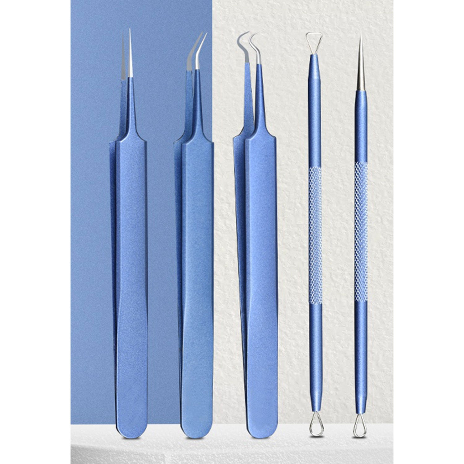 Blackhead Clearing Tool Blackheads Popper Set Blue - TWEEZER WORLD