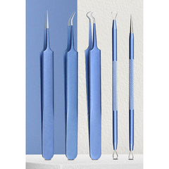Blackhead Clearing Tool Blackheads Popper Set Blue - TWEEZER WORLD