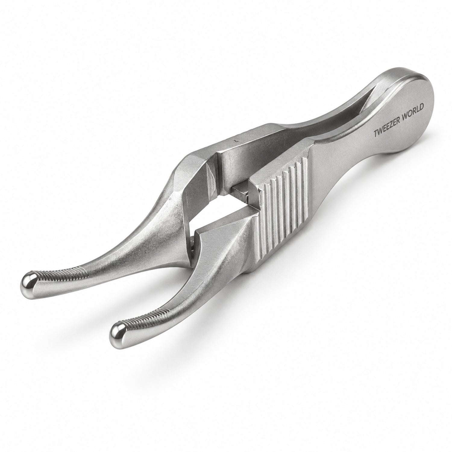 Bulldog-Type Serrefine Clamp – Curved, 28 / 35 / 50 mm — front perspective catalogue illustration