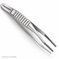 TWEEZER WORLD DeBakey angled forceps, tip detail view — catalogue illustration; sample geometry pending verification