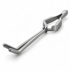 DeBakey Cross-Action Bulldog Clamp – Angled, 12 cm — front perspective catalogue illustration