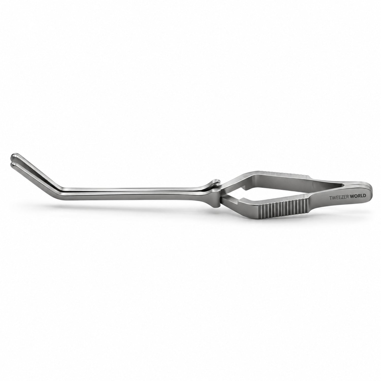 DeBakey Cross-Action Bulldog Clamp – Angled, 12 cm — side profile catalogue illustration