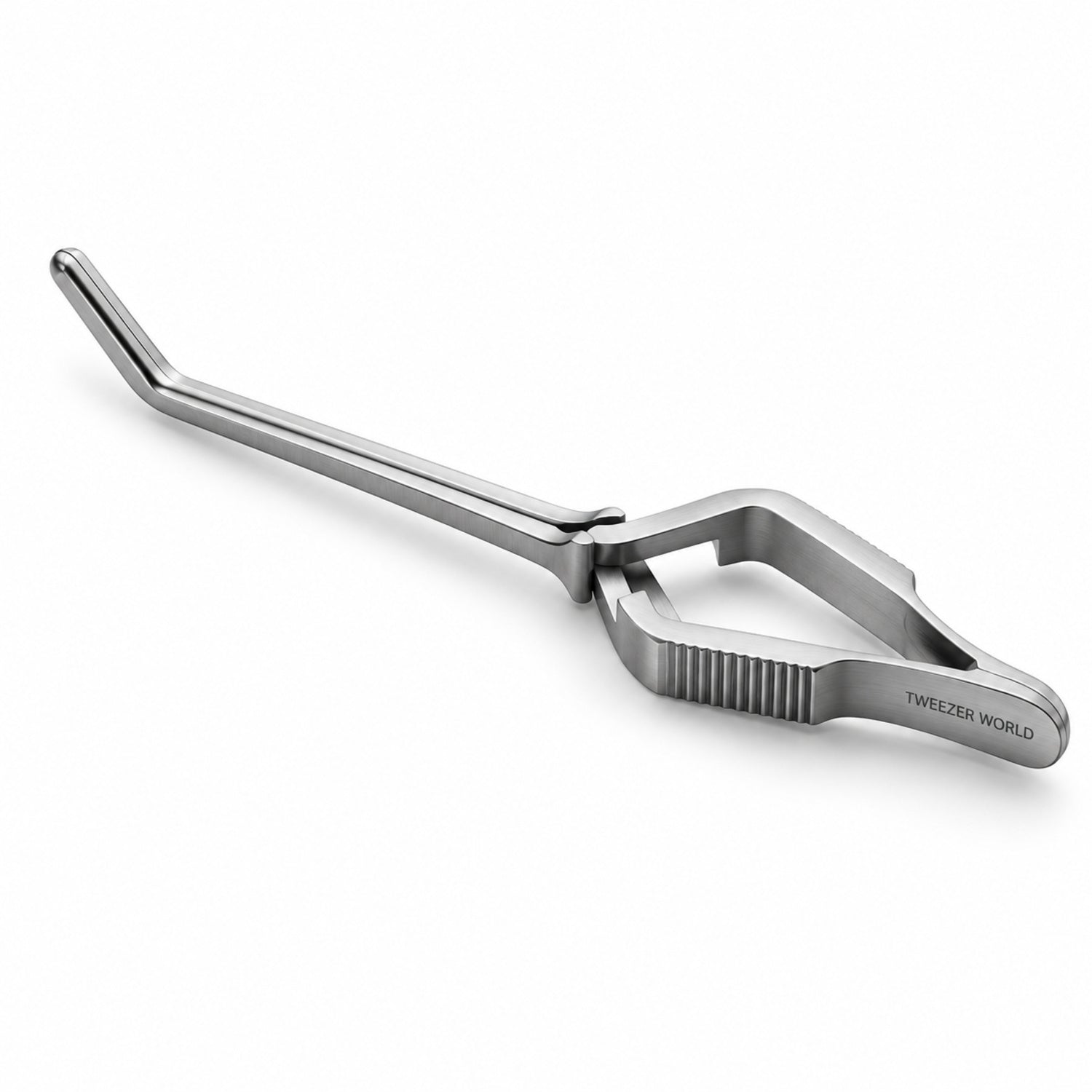 DeBakey Cross-Action Bulldog Clamp – Angled, 12 cm — reverse three-quarter catalogue illustration