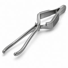 DeBakey Cross-Action Bulldog Clamp – Curved, 12 cm — front perspective catalogue illustration