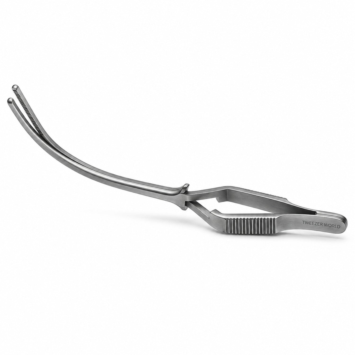 DeBakey Cross-Action Bulldog Clamp – Curved, 12 cm — side profile catalogue illustration